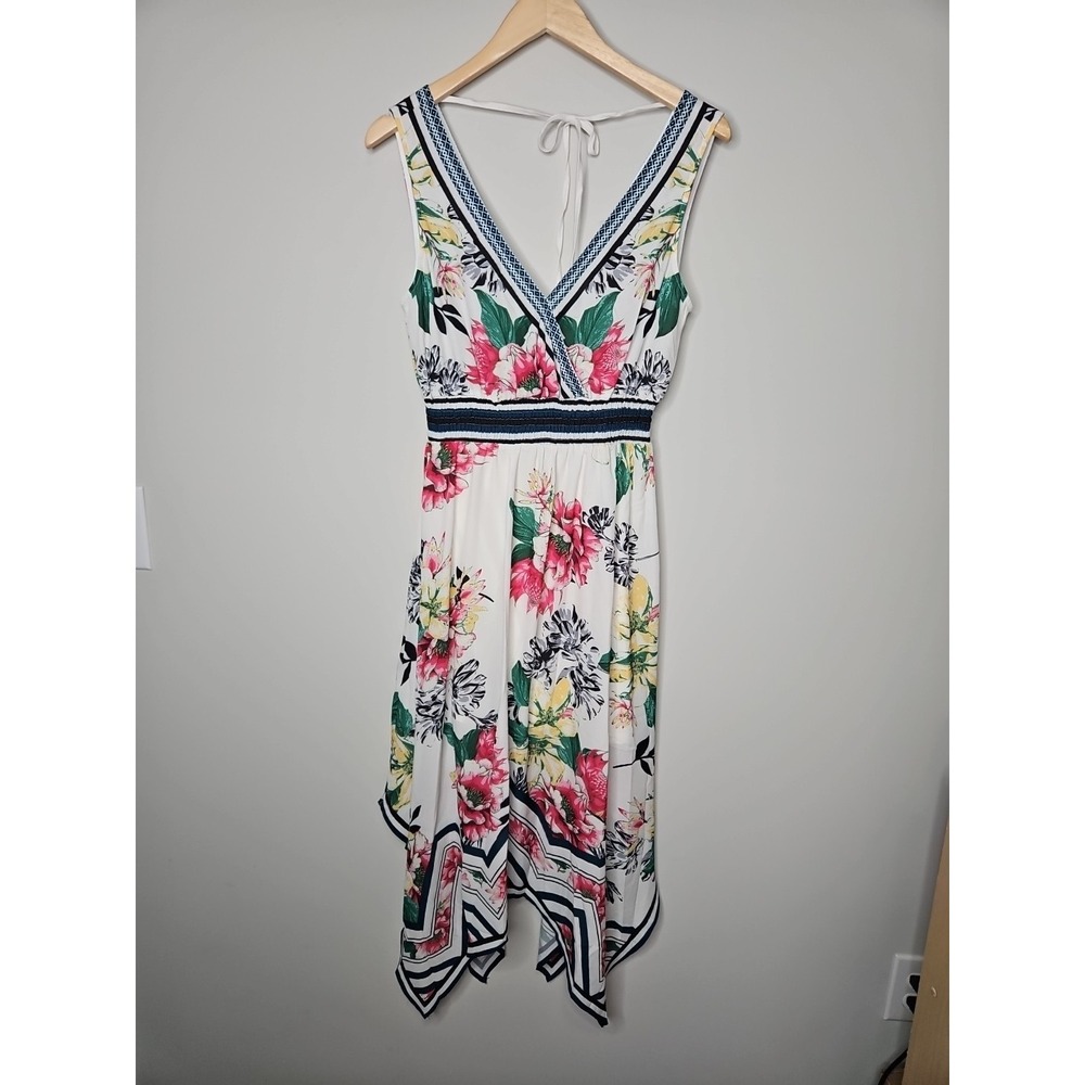 Jealous Tomato Dress M Pink Floral Surplice Handkerchief Hem Y2K Boho Cottage